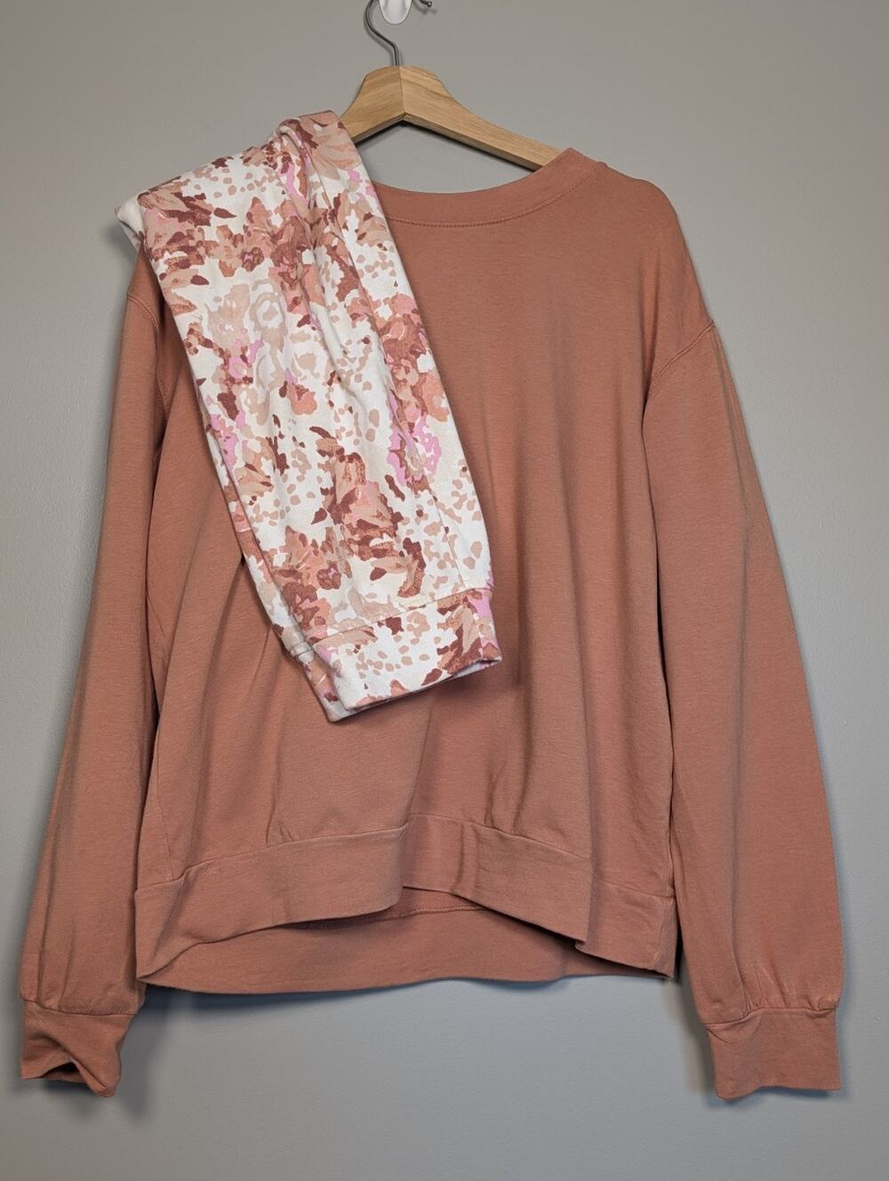 Pink Cream Floral Sweatsuit Crewneck | In Bloom Terry Jogger Sweatshirt Set |...